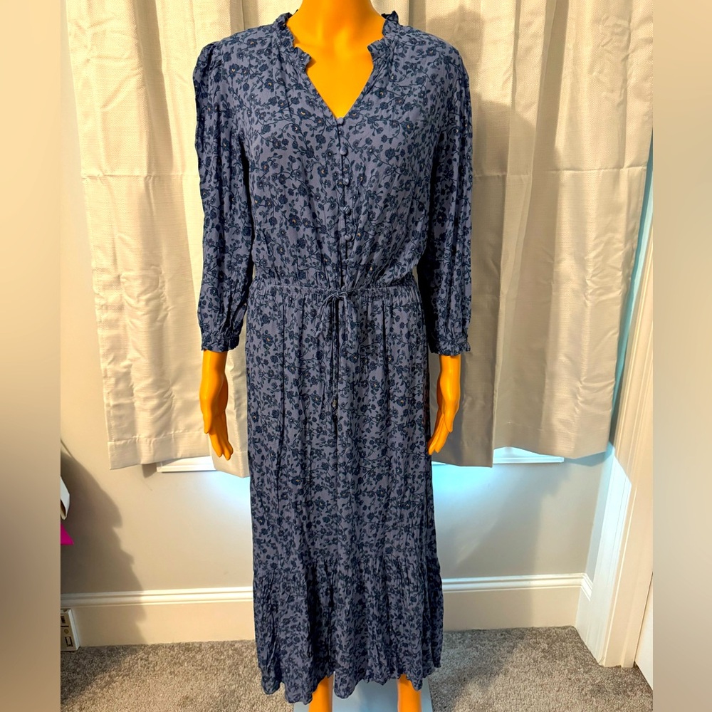 Lucky Brand Blue Patterned Maxi Dress